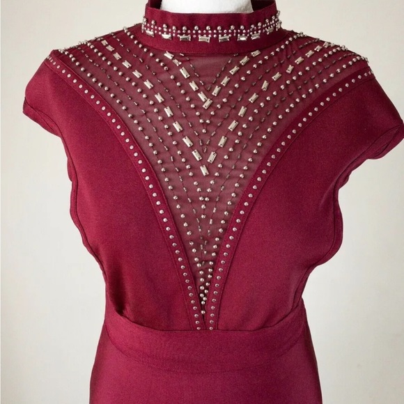 WOW Couture Beaded Detail Bodycon Dress Size 12 - Picture 2 of 6